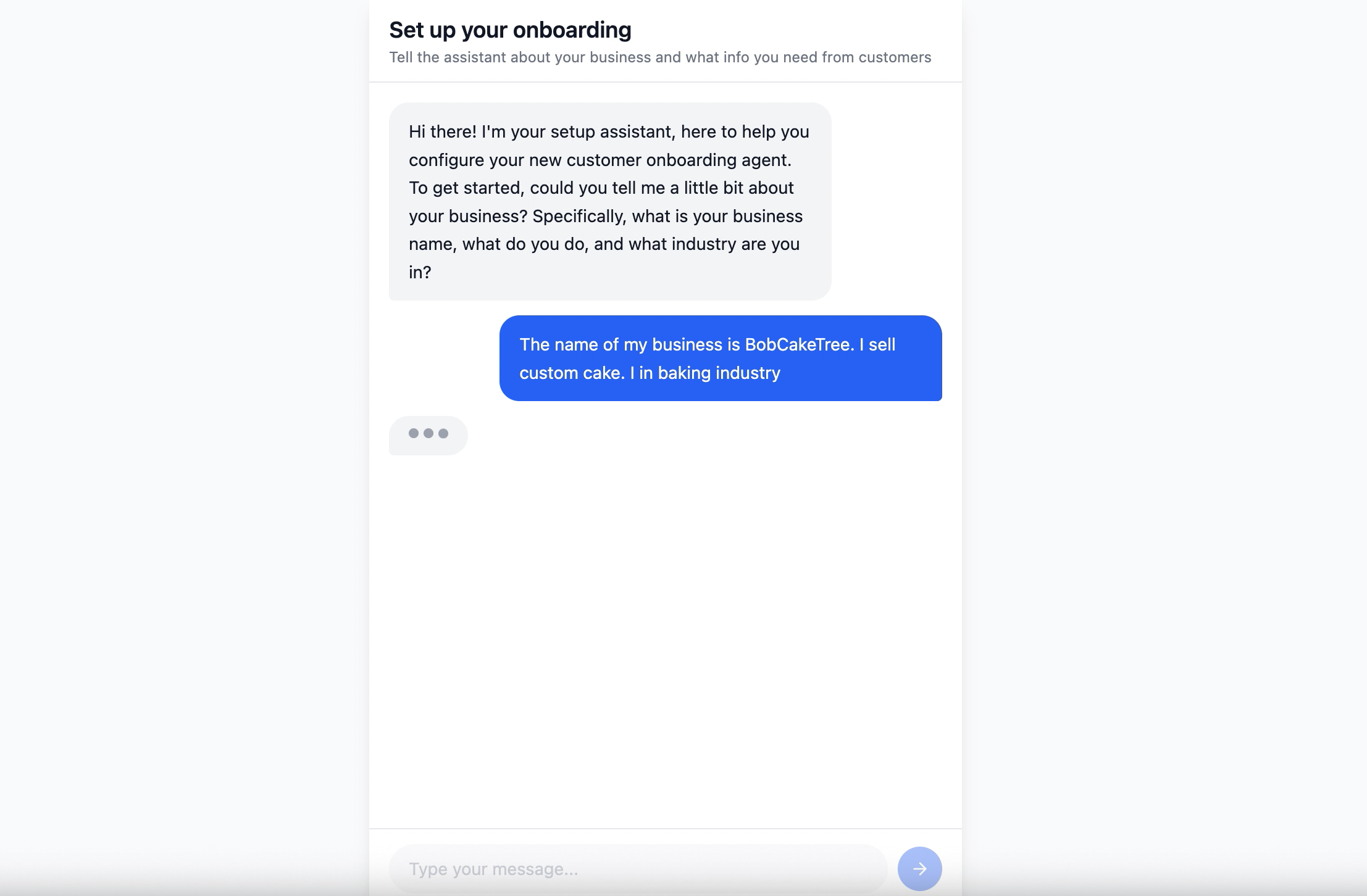 Customer Onboard Agent screenshot